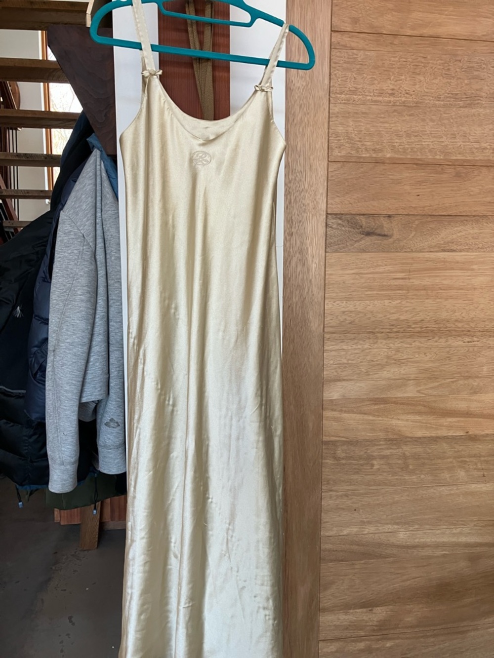 Oscar de la Renta Gold Satin Maxi Slip Dress
